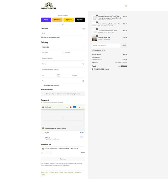 Bamboo Is Better checkout page showing Bamboo Is Better discount code box | Screenshot taken by SimplyCodes community member on Sep 1, 2025