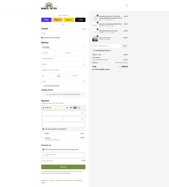 Bamboo Is Better checkout page showing Bamboo Is Better discount code box | Screenshot taken by SimplyCodes community member on Sep 1, 2025