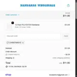Bandanas Wholesale coupon verification screenshot