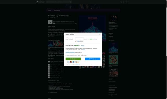 Bandcamp checkout page showing Bandcamp discount code box | Screenshot taken by SimplyCodes community member on Apr 8, 2025