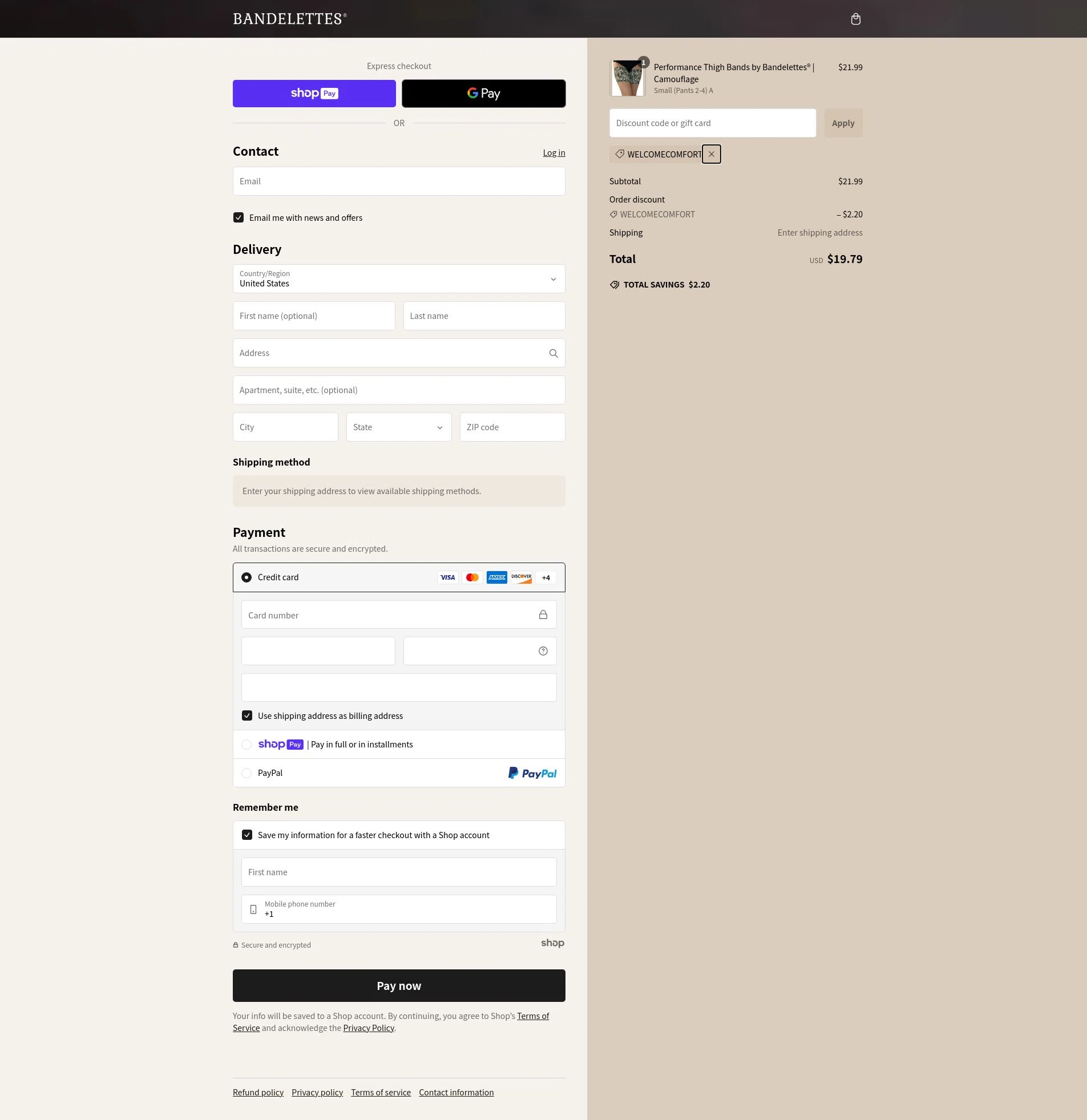 where to use Bandelettes promo code box