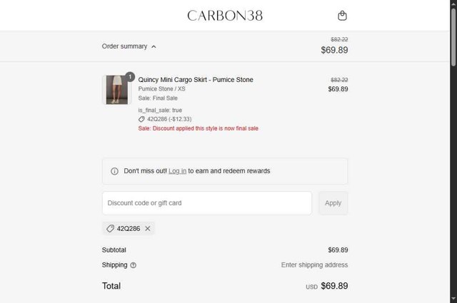 Bandier checkout page showing Bandier promo code box | Screenshot taken by SimplyCodes community member on Apr 22, 2025