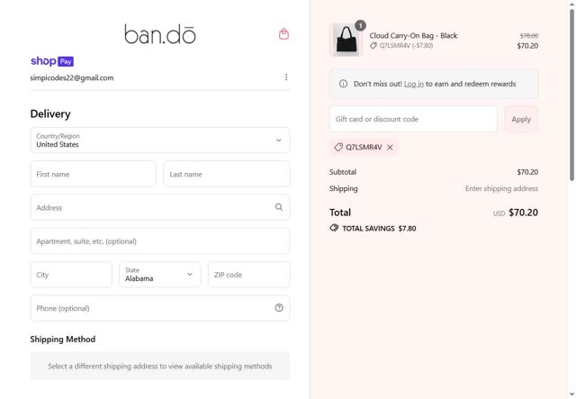 ban.do checkout page showing ban.do coupon code box | Screenshot taken by SimplyCodes community member on Jul 19, 2025