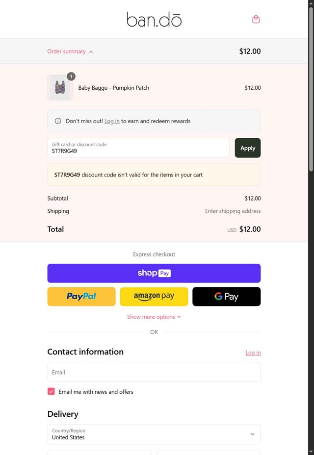 ban.do checkout page showing ban.do coupon code box | Screenshot taken by SimplyCodes community member on Jul 23, 2025