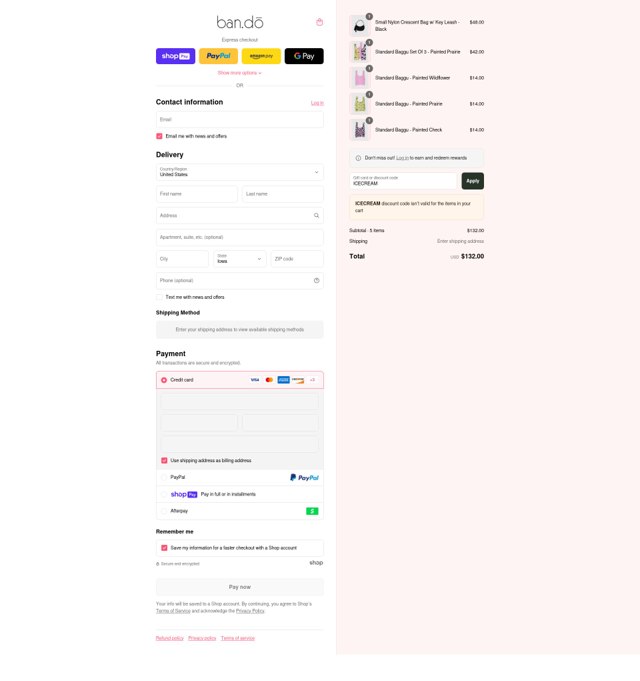 ban.do checkout page showing ban.do coupon code box | Screenshot taken by SimplyCodes community member on Aug 4, 2025
