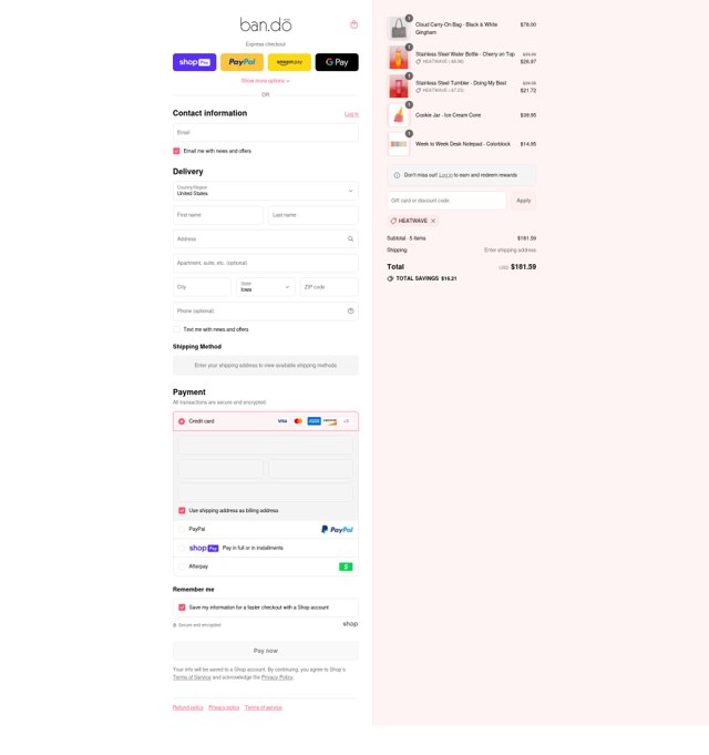 ban.do checkout page showing ban.do coupon code box | Screenshot taken by SimplyCodes community member on Jul 22, 2025