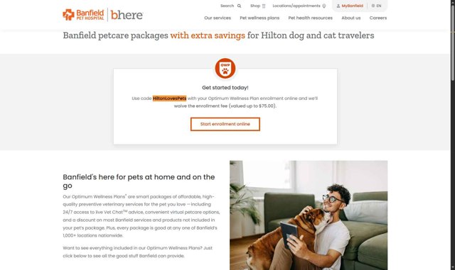 Banfield Pet Hospital checkout page showing Banfield Pet Hospital promo code box | Screenshot taken by SimplyCodes community member on May 23, 2025