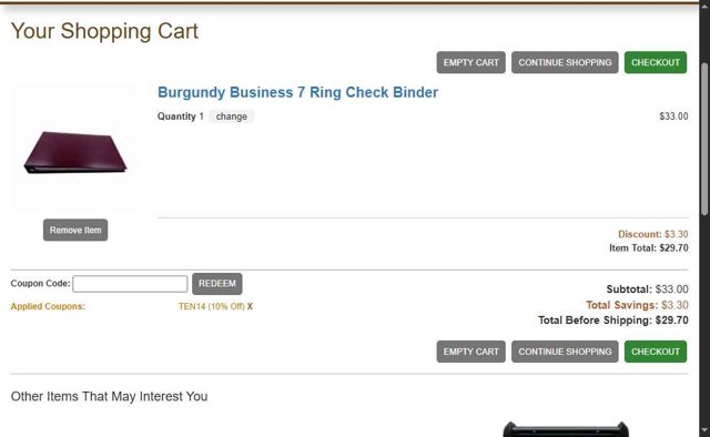 Bank Checks Plus checkout page showing Bank Checks Plus coupon code box | Screenshot taken by SimplyCodes community member on Aug 2, 2025