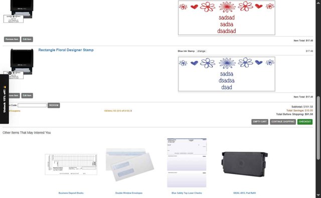 Bank Checks Plus checkout page showing Bank Checks Plus coupon code box | Screenshot taken by SimplyCodes community member on Aug 2, 2025