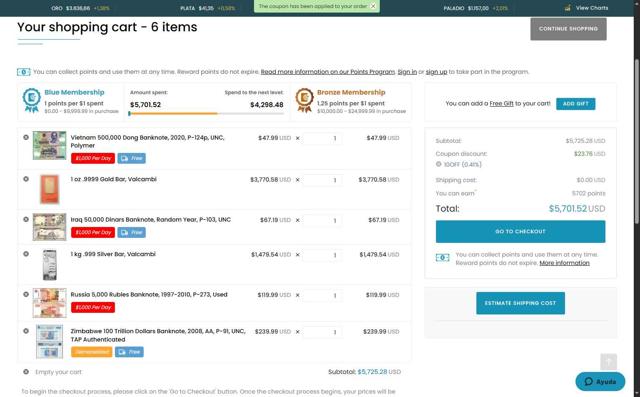 Banknote World checkout page showing Banknote World discount code box | Screenshot taken by SimplyCodes community member on Sep 8, 2025