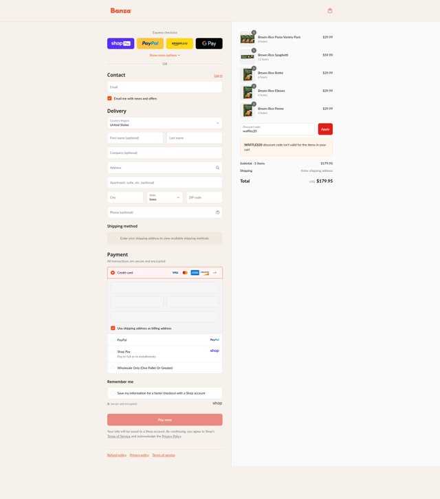BANZA checkout page showing BANZA promo code box | Screenshot taken by SimplyCodes community member on Aug 27, 2025