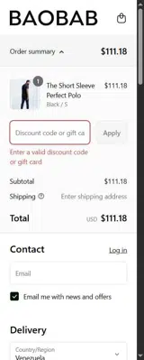 BAOBAB10 coupon verification screenshot