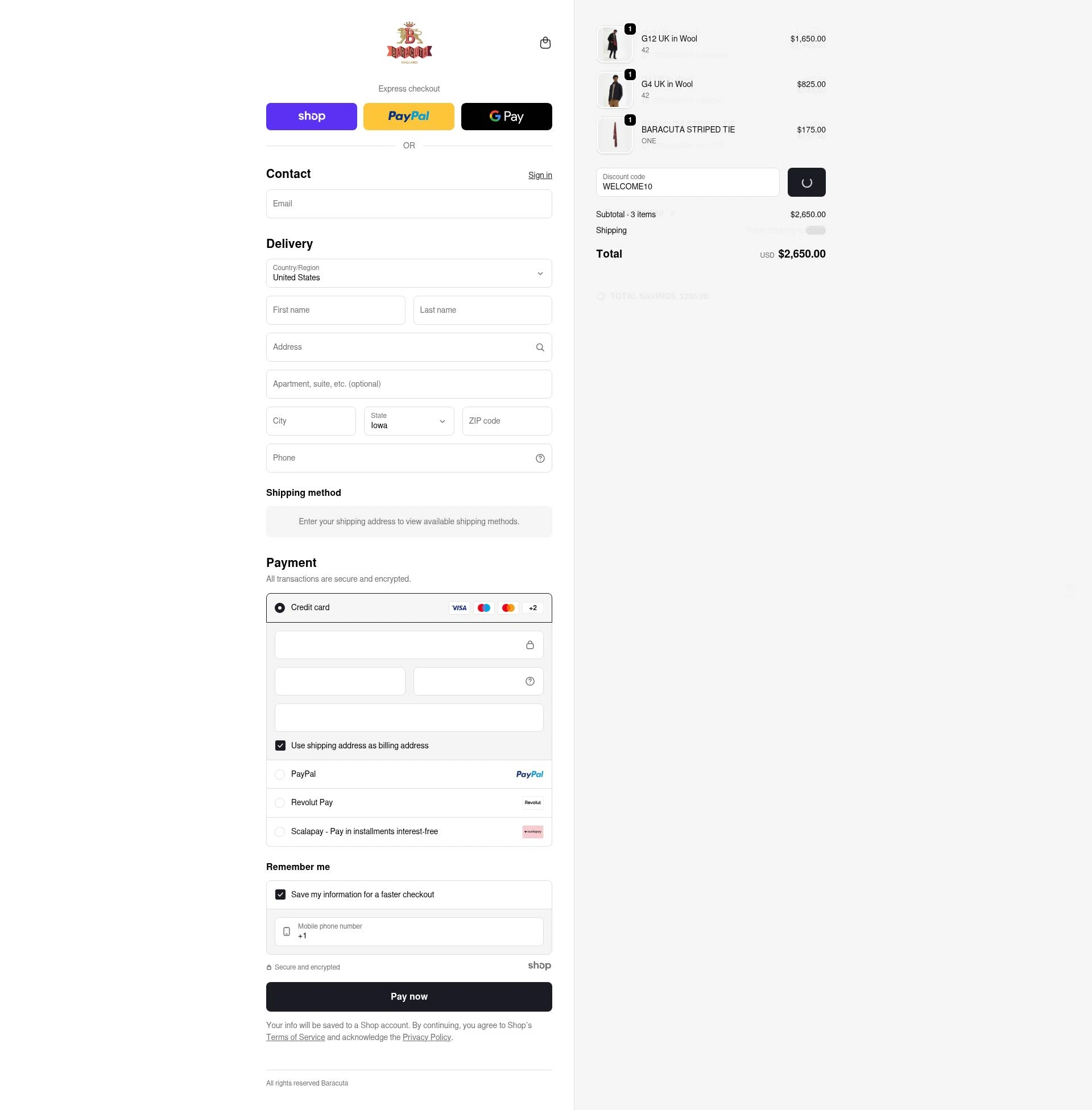Baracuta checkout page showing Baracuta promo code box | Screenshot taken by SimplyCodes community member on Dec 23, 2025