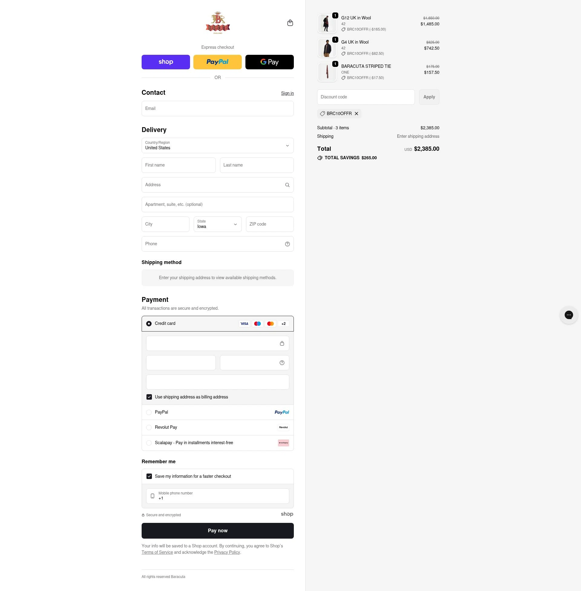 Baracuta checkout page showing Baracuta promo code box | Screenshot taken by SimplyCodes community member on Jan 2, 2026