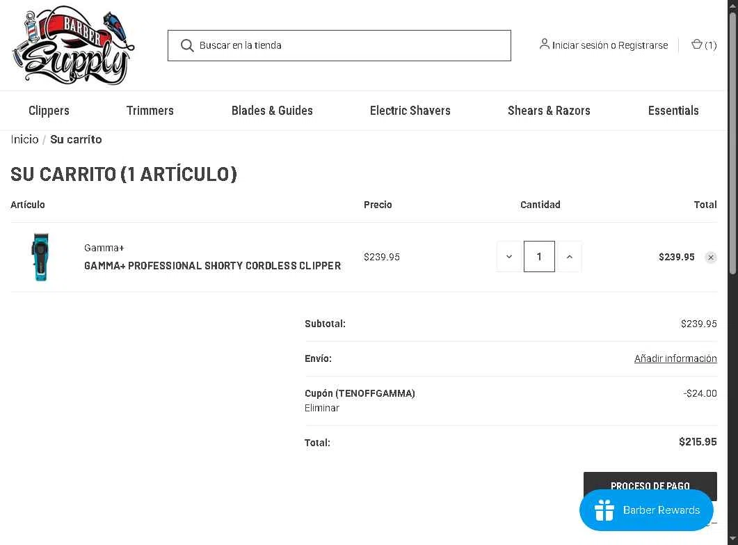 Barber Supply checkout page showing Barber Supply promo code box | Screenshot taken by SimplyCodes community member on Dec 31, 2025