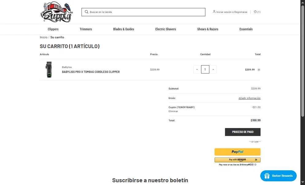 Barber Supply checkout page showing Barber Supply promo code box | Screenshot taken by SimplyCodes community member on Nov 16, 2025