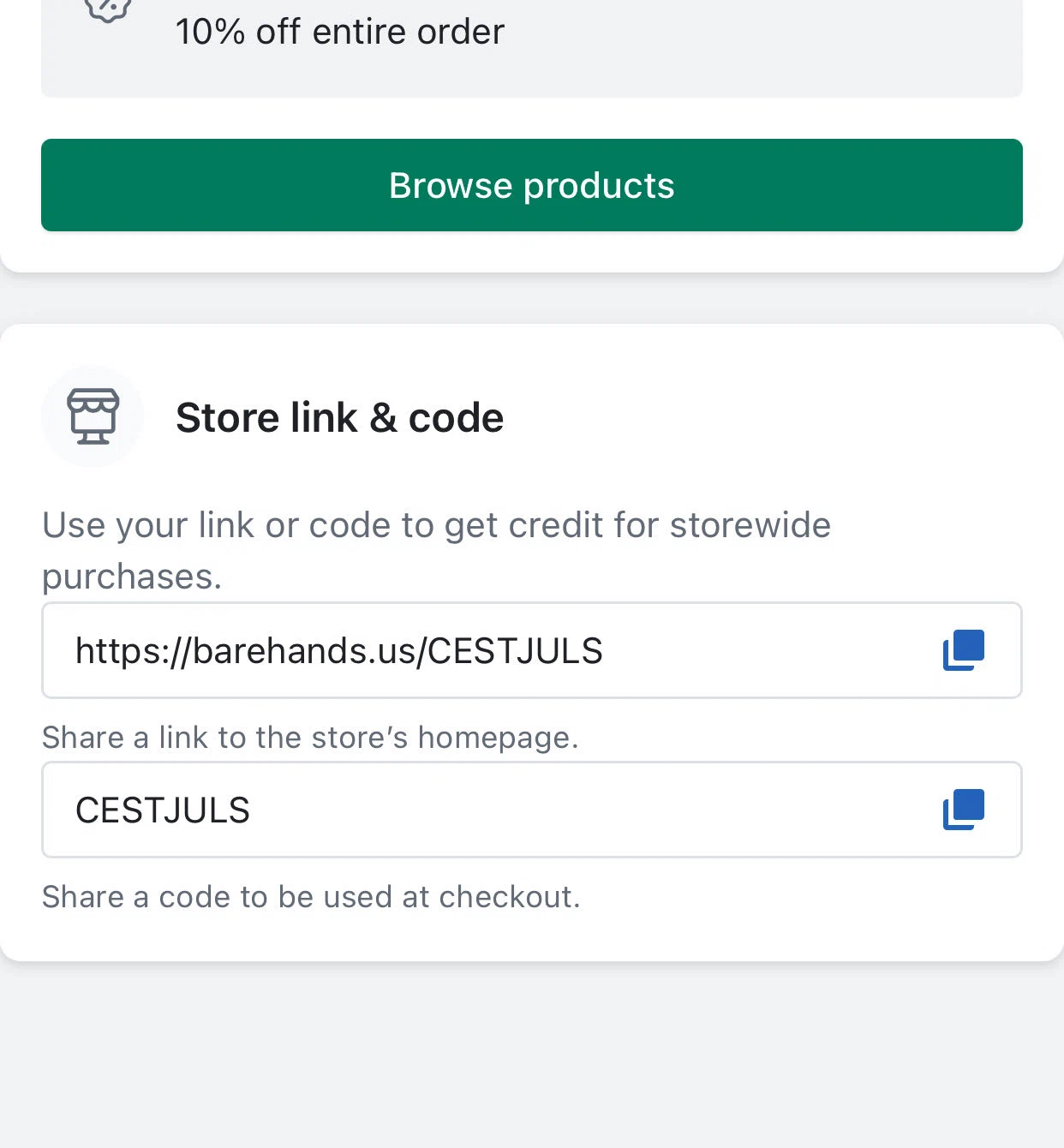 Bare Hands US promo code screenshot showing code CESTJULS applied at Bare Hands US checkout page. Uploaded by SimplyCodes community member MyCozyCodes on Nov 11, 2025