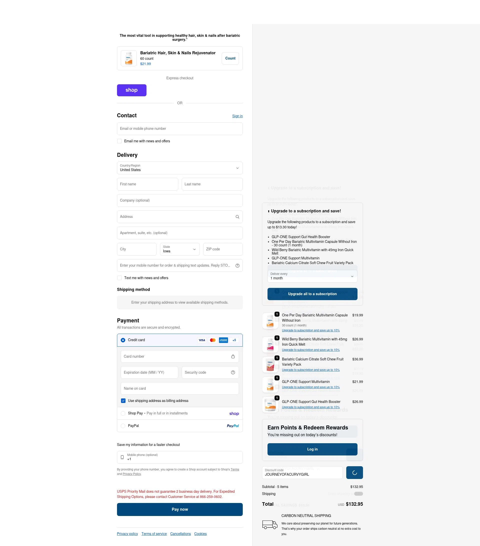 Bariatric Fusion checkout page showing Bariatric Fusion discount code box | Screenshot taken by SimplyCodes community member on Feb 4, 2026