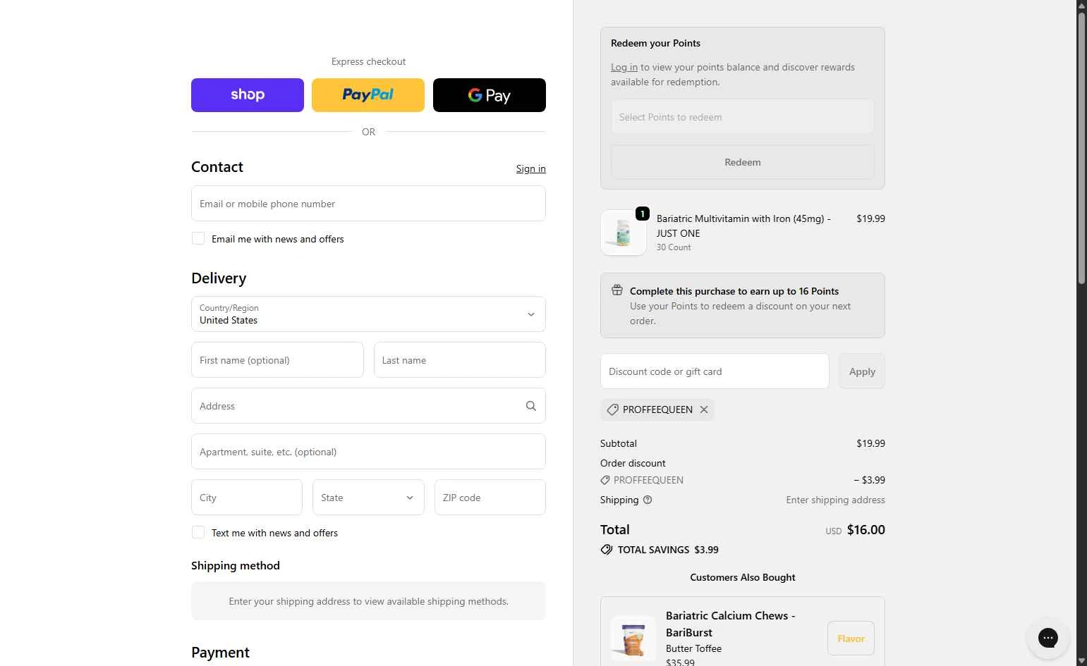 Bari Life checkout page showing Bari Life coupon code box | Screenshot taken by SimplyCodes community member on Dec 30, 2025
