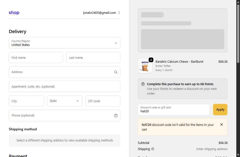 Bari Life checkout page showing Bari Life coupon code box | Screenshot taken by SimplyCodes community member on Dec 12, 2025