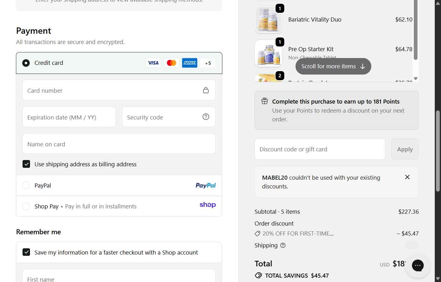 Bari Life checkout page showing Bari Life coupon code box | Screenshot taken by SimplyCodes community member on Dec 8, 2025