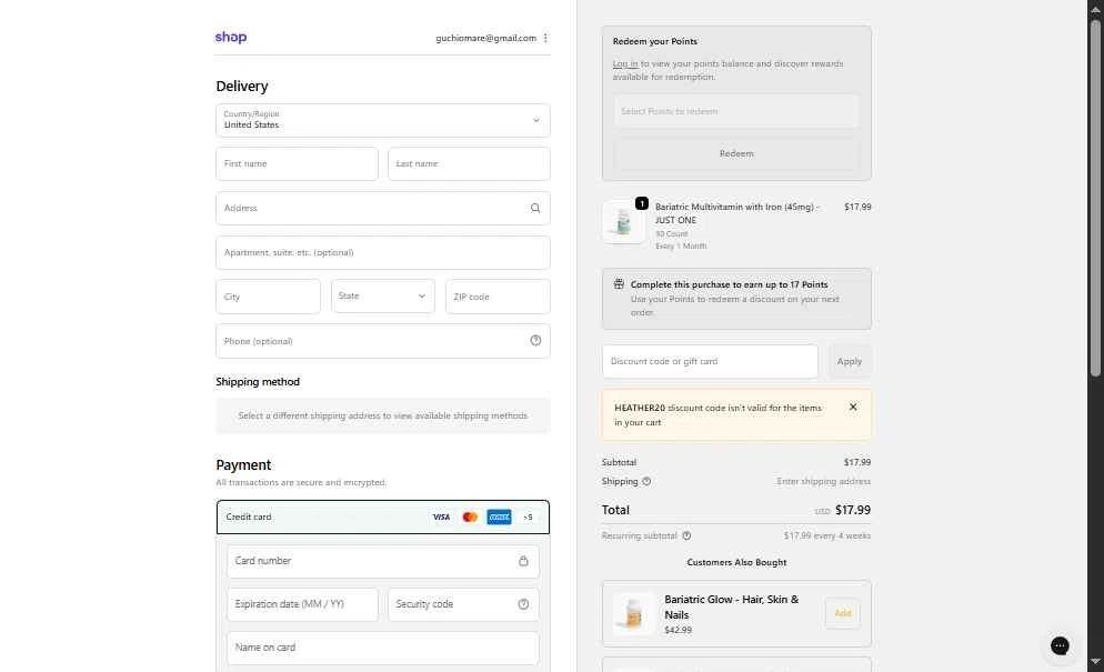 Bari Life checkout page showing Bari Life coupon code box | Screenshot taken by SimplyCodes community member on Dec 20, 2025