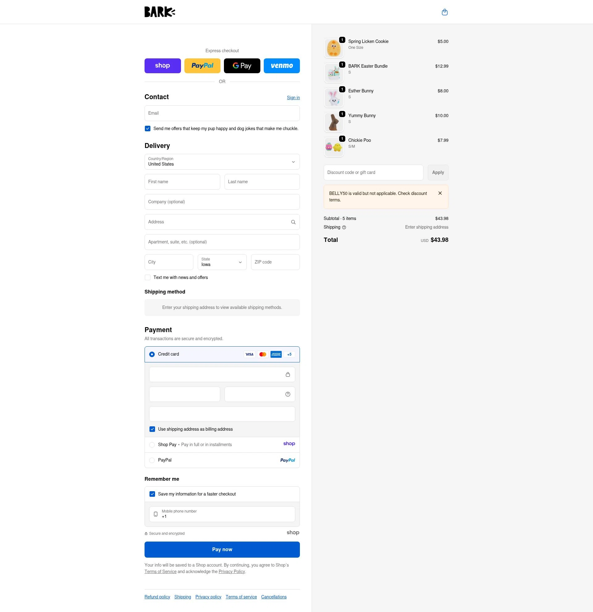 Bark Bright checkout page showing Bark Bright promo code box | Screenshot taken by SimplyCodes community member on Jan 7, 2026