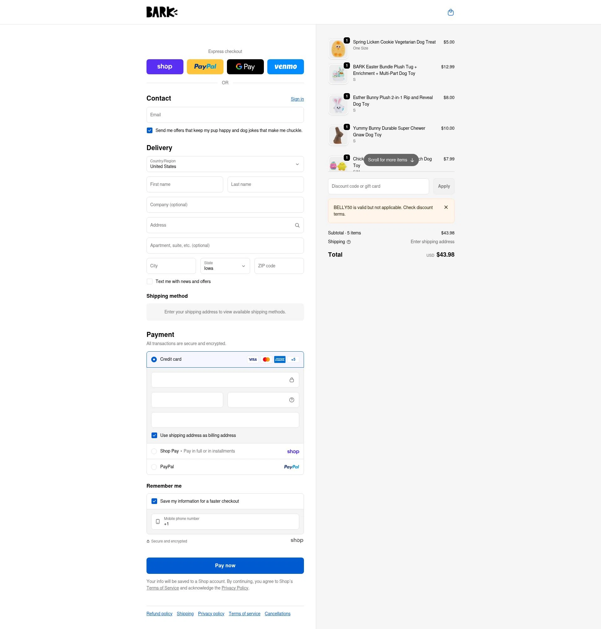 Bark Bright checkout page showing Bark Bright promo code box | Screenshot taken by SimplyCodes community member on Jan 27, 2026