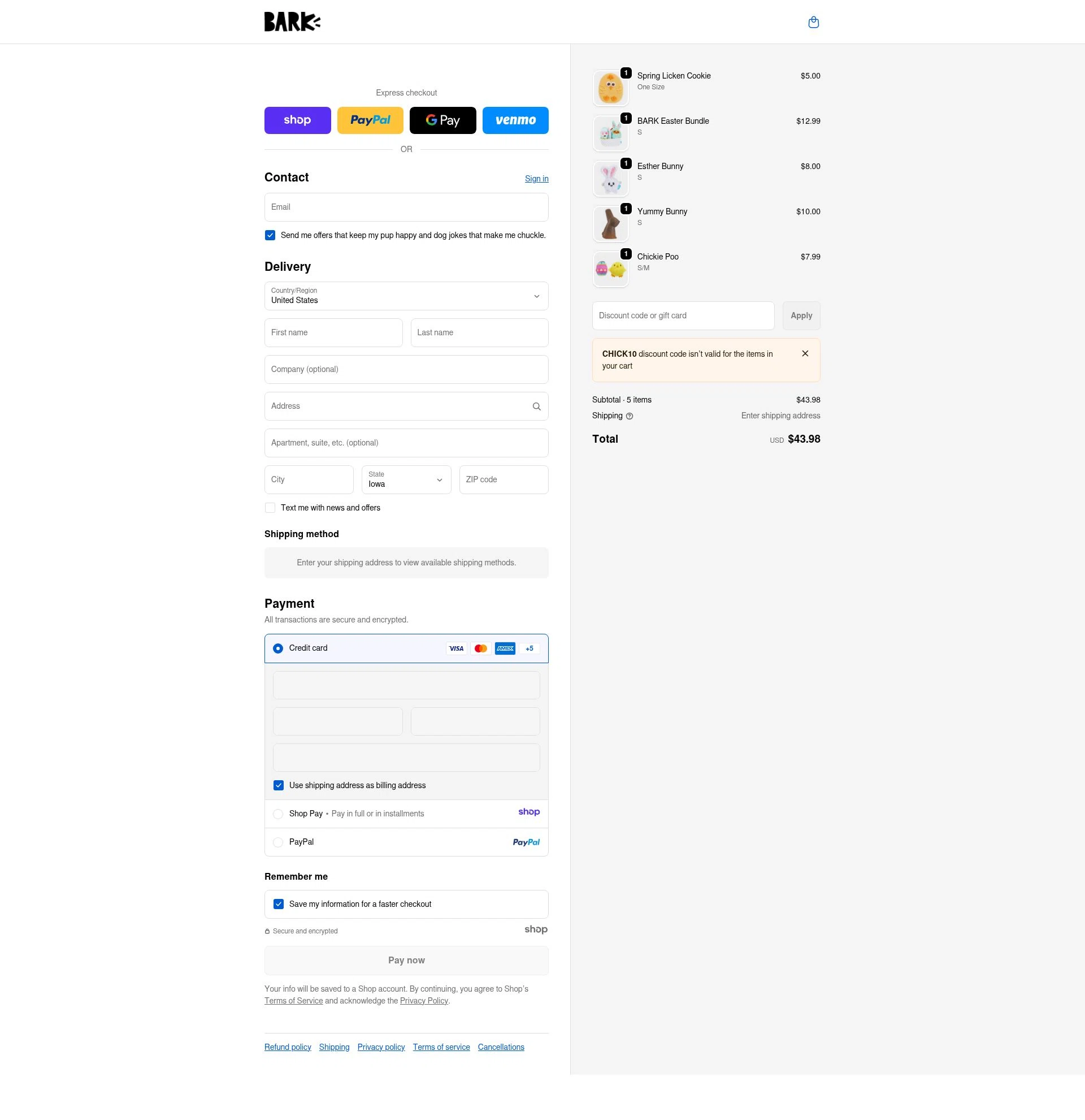 Bark Bright checkout page showing Bark Bright promo code box | Screenshot taken by SimplyCodes community member on Jan 7, 2026