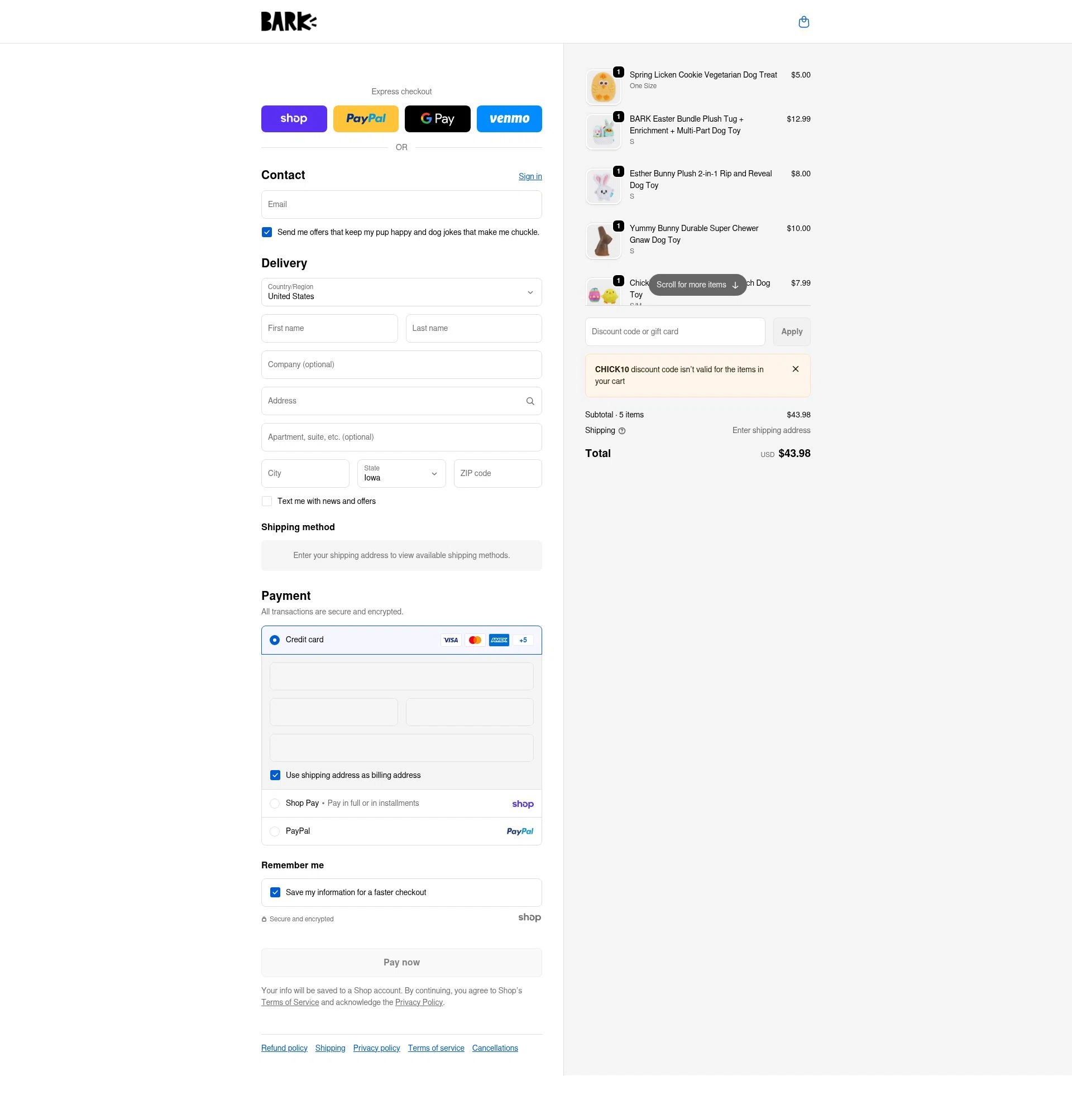 Bark Bright checkout page showing Bark Bright promo code box | Screenshot taken by SimplyCodes community member on Jan 22, 2026