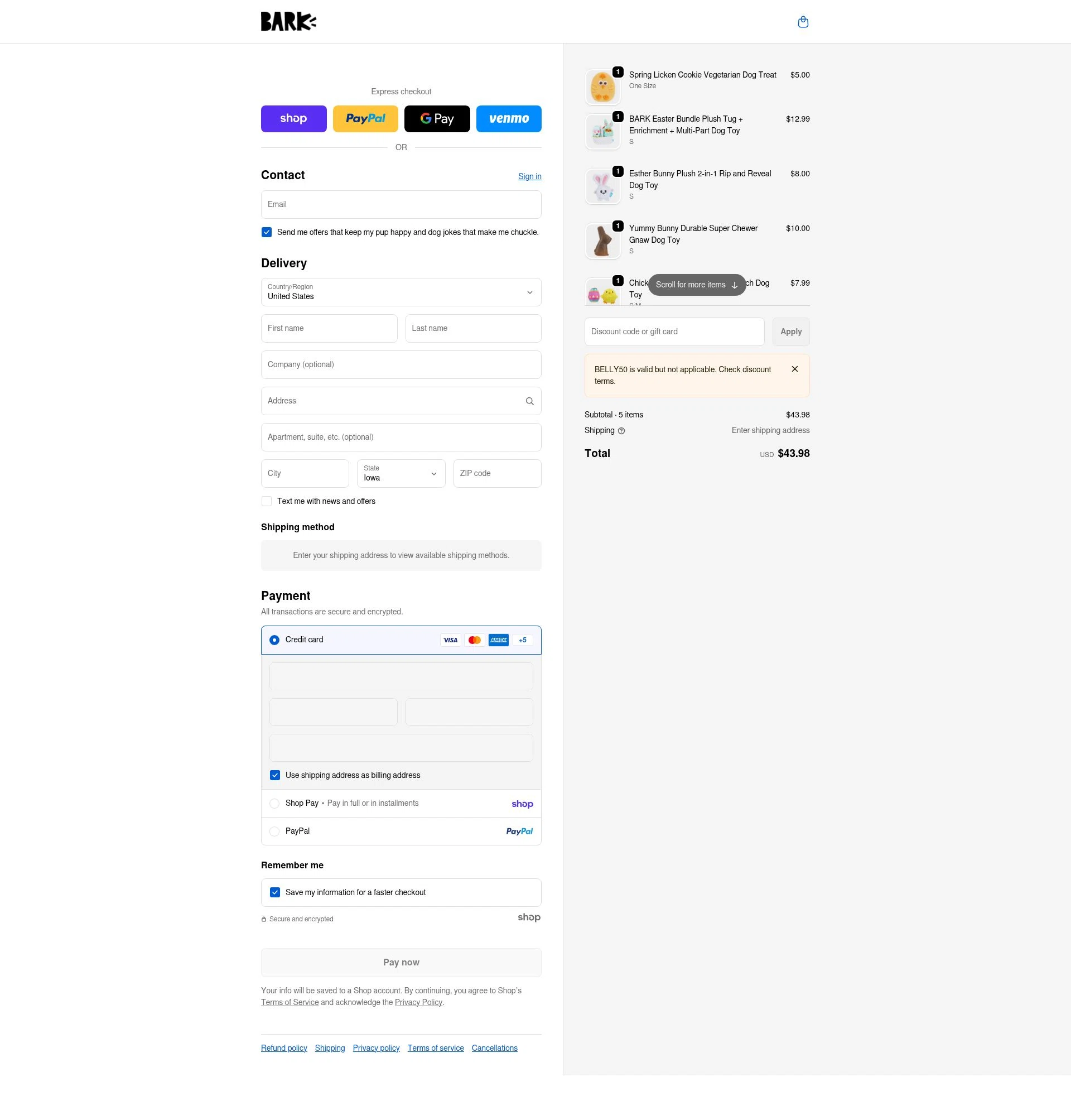 Bark Bright checkout page showing Bark Bright promo code box | Screenshot taken by SimplyCodes community member on Jan 22, 2026
