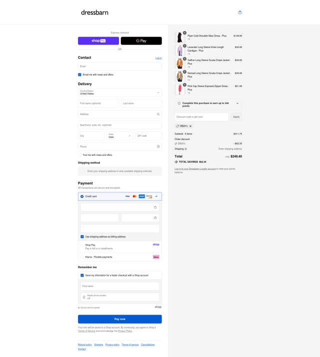 Dressbarn checkout page showing Dressbarn promo code box | Screenshot taken by SimplyCodes community member on Aug 26, 2025