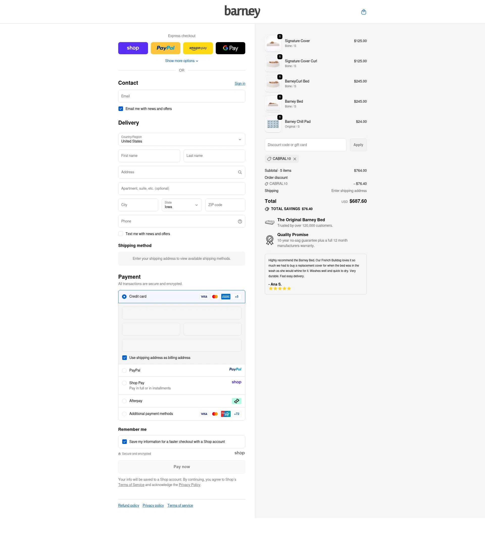 Barney Bed US checkout page showing Barney Bed US promo code box | Screenshot taken by SimplyCodes community member on Oct 18, 2025