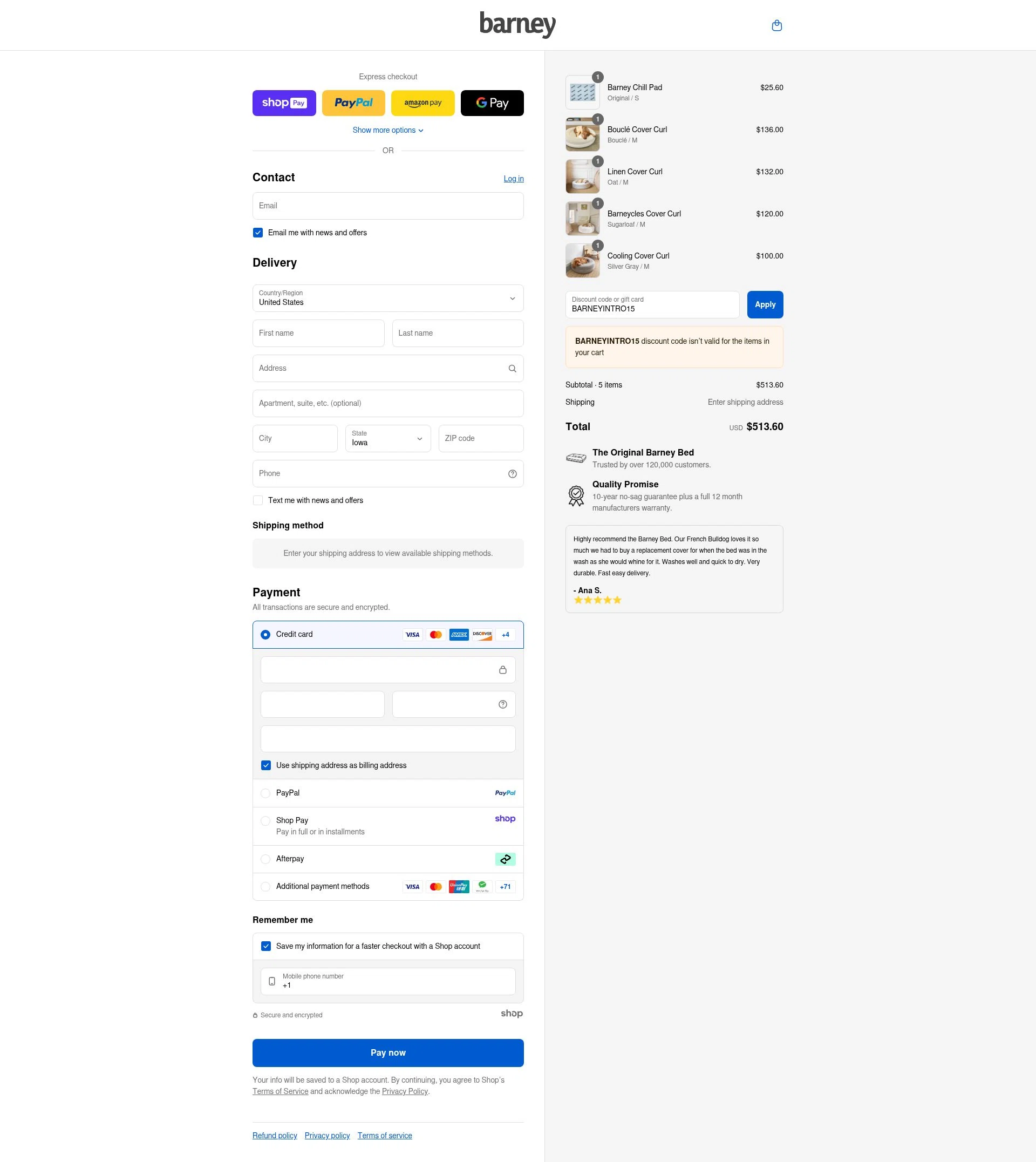 Barney Bed US checkout page showing Barney Bed US promo code box | Screenshot taken by SimplyCodes community member on Aug 26, 2025