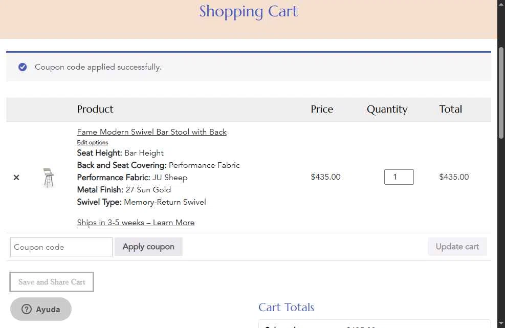 Barstool Comforts checkout page showing Barstool Comforts promo code box | Screenshot taken by SimplyCodes community member on May 30, 2025