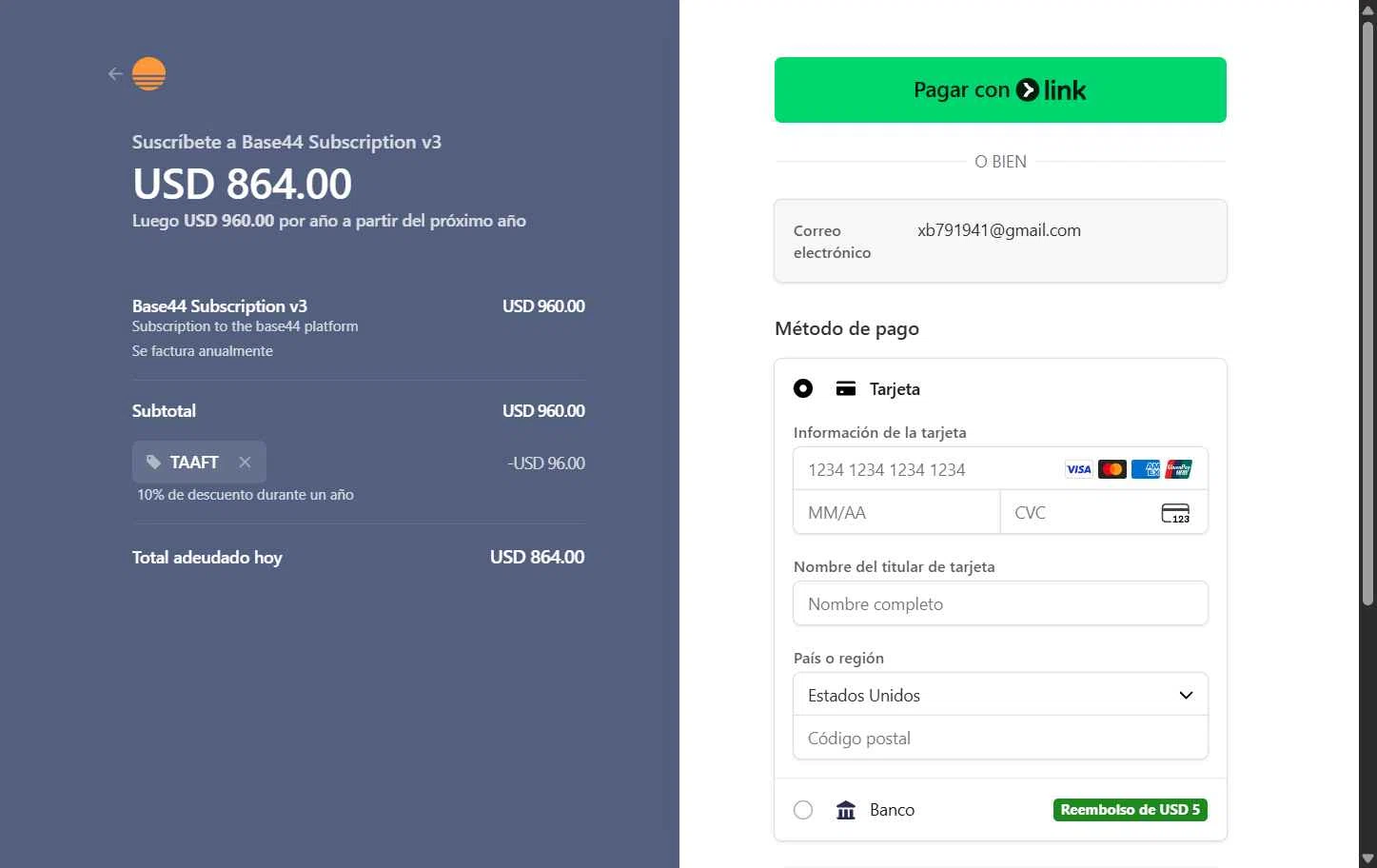 BASE44 checkout page showing BASE44 promo code box | Screenshot taken by SimplyCodes community member on Dec 28, 2025
