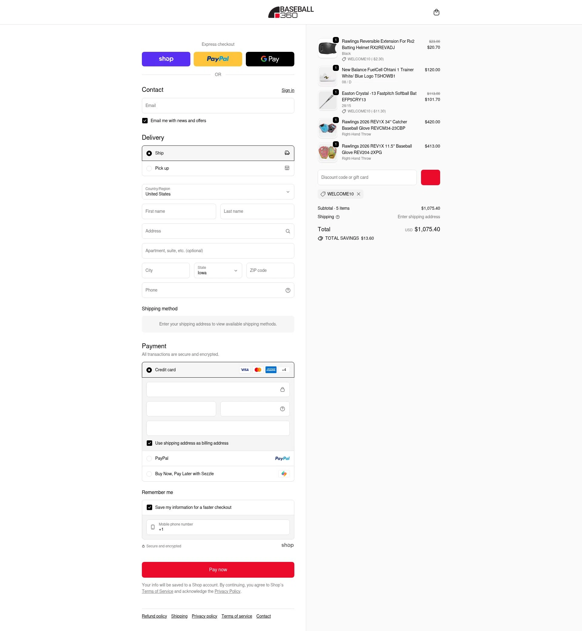 Baseball 360 checkout page showing Baseball 360 promo code box | Screenshot taken by SimplyCodes community member on Jan 27, 2026