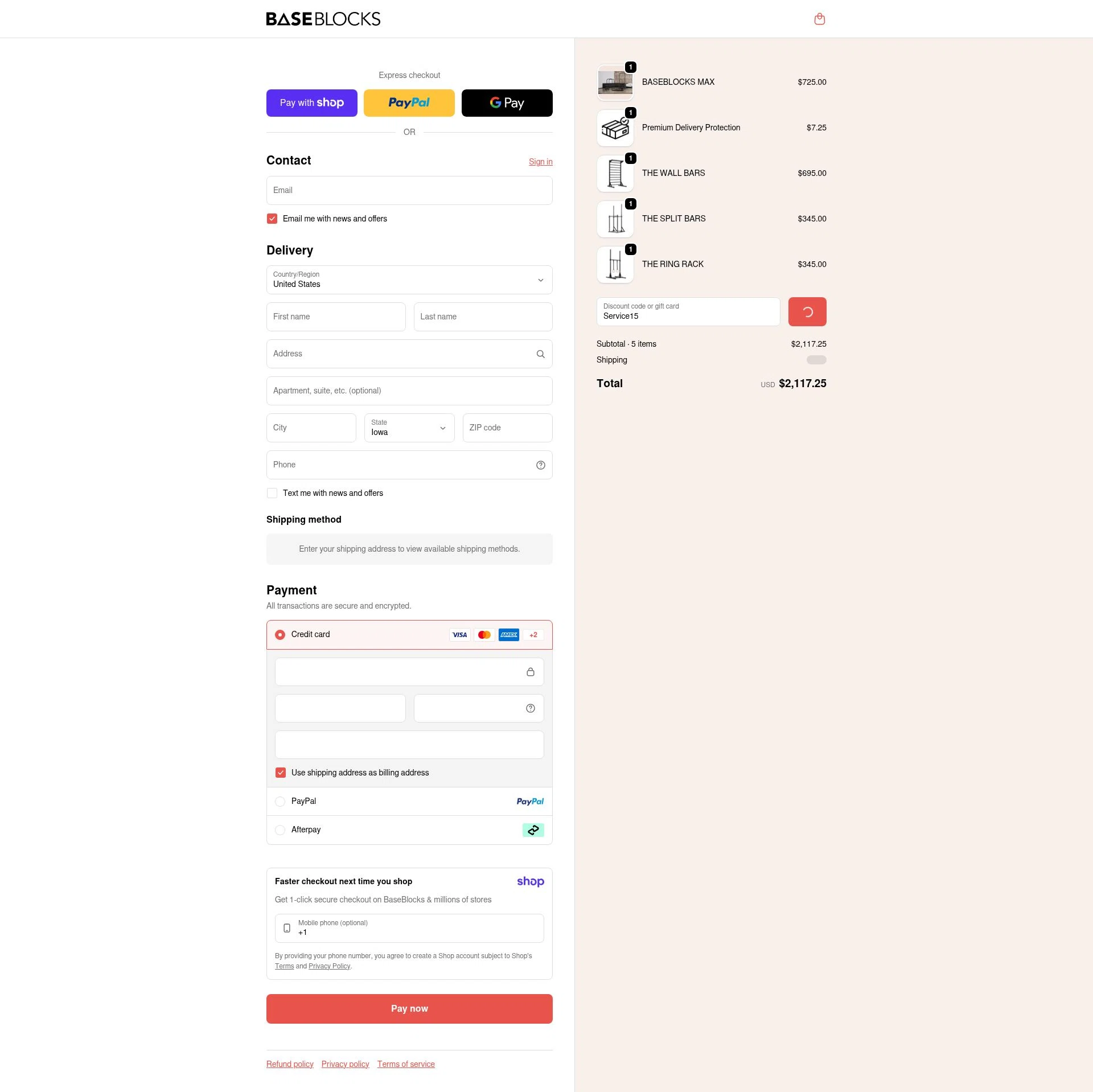 BaseBlocks checkout page showing BaseBlocks discount code box | Screenshot taken by SimplyCodes community member on Jan 11, 2026