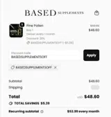 BASEDSUPPLEMENTSOFF coupon verification screenshot