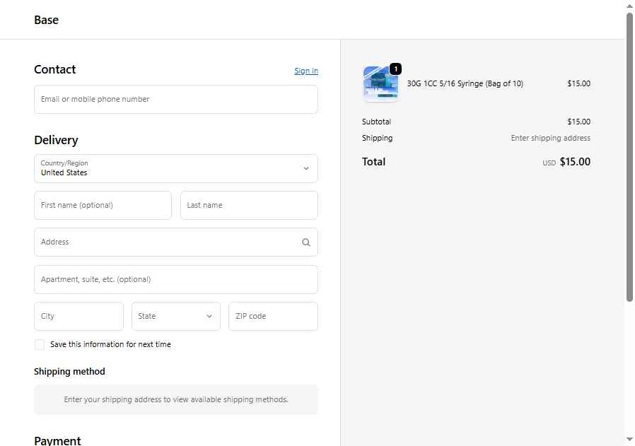 Base Peptides checkout page showing Base Peptides discount code box | Screenshot taken by SimplyCodes community member on Feb 4, 2026