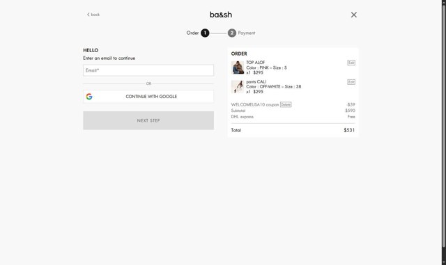 Ba&sh checkout page showing Ba&sh promo code box | Screenshot taken by SimplyCodes community member on Aug 10, 2025
