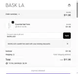 BASKLA20 coupon verification screenshot