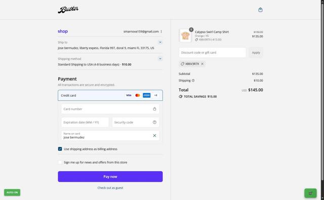 Bather checkout page showing Bather discount code box | Screenshot taken by SimplyCodes community member on Sep 9, 2025