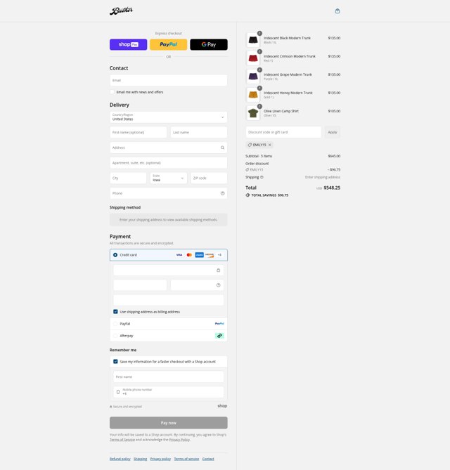 Bather checkout page showing Bather discount code box | Screenshot taken by SimplyCodes community member on Aug 22, 2025