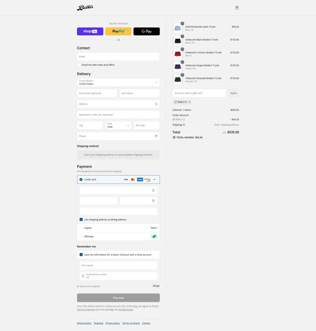 Bather checkout page showing Bather discount code box | Screenshot taken by SimplyCodes community member on Aug 27, 2025