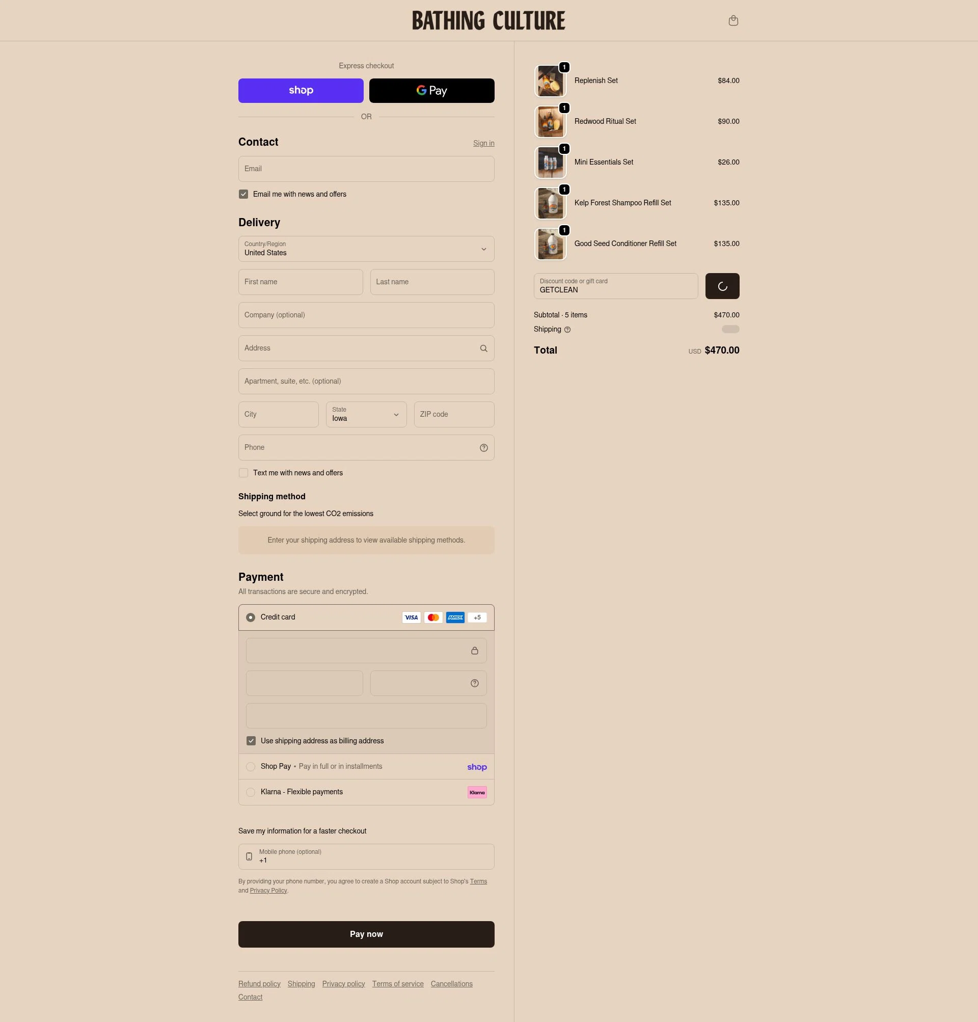 Bathing Culture checkout page showing Bathing Culture discount code box | Screenshot taken by SimplyCodes community member on Feb 5, 2026