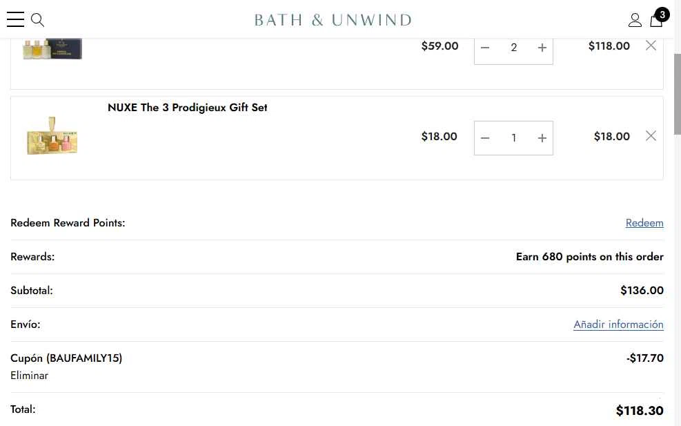 Bath & Unwind checkout page showing Bath & Unwind promo code box | Screenshot taken by SimplyCodes community member on Dec 24, 2025