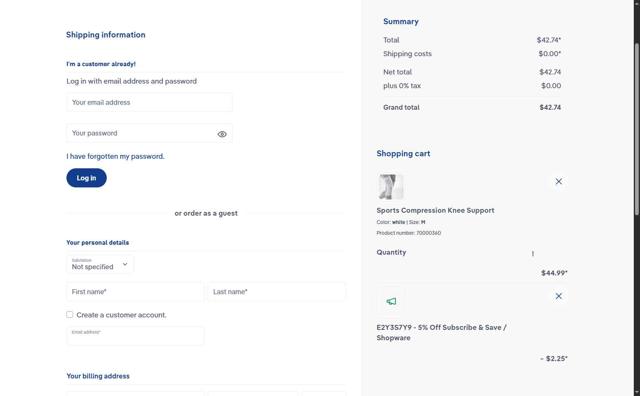 Bauerfeind checkout page showing Bauerfeind coupon code box | Screenshot taken by SimplyCodes community member on Sep 9, 2025