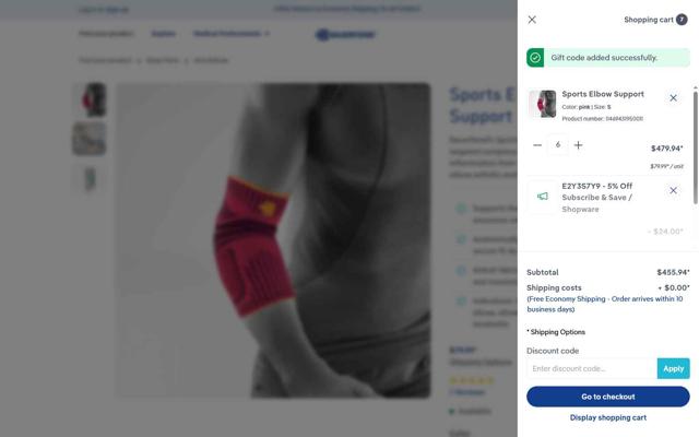 Bauerfeind checkout page showing Bauerfeind coupon code box | Screenshot taken by SimplyCodes community member on Aug 27, 2025