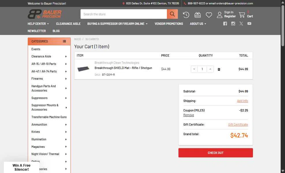 Bauer Precision checkout page showing Bauer Precision discount code box | Screenshot taken by SimplyCodes community member on Jan 5, 2026